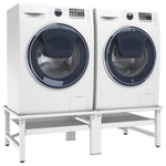 ZNTS Washing and Drying Machine Pedestal with Pull-out Shelves White 51196