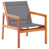 ZNTS Garden Lounge Chair Grey Solid Eucalyptus Wood and Textilene 48697