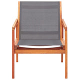 ZNTS Garden Lounge Chair Grey Solid Eucalyptus Wood and Textilene 48697