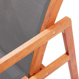 ZNTS Garden Lounge Chair Grey Solid Eucalyptus Wood and Textilene 48697