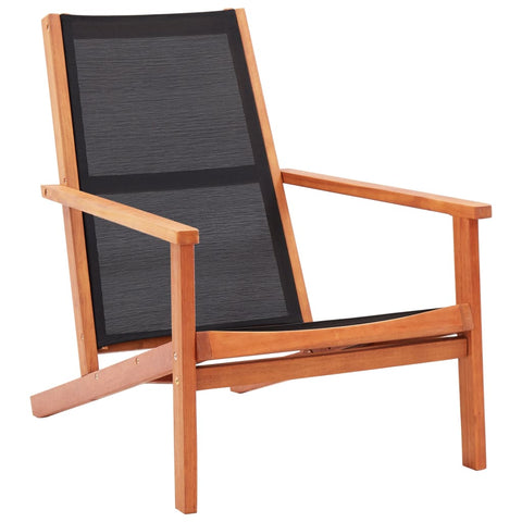 ZNTS Garden Lounge Chair Black Solid Eucalyptus Wood and Textilene 48699