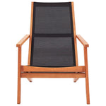 ZNTS Garden Lounge Chair Black Solid Eucalyptus Wood and Textilene 48699