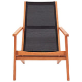 ZNTS Garden Lounge Chair Black Solid Eucalyptus Wood and Textilene 48699