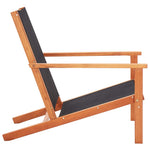 ZNTS Garden Lounge Chair Black Solid Eucalyptus Wood and Textilene 48699