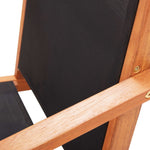 ZNTS Garden Lounge Chair Black Solid Eucalyptus Wood and Textilene 48699