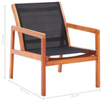ZNTS Garden Lounge Chair Black Solid Eucalyptus Wood and Textilene 48701