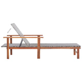 ZNTS Sun Lounger Poly Rattan and Solid Acacia Wood Grey 48704