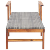 ZNTS Sun Lounger Poly Rattan and Solid Acacia Wood Grey 48704