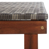 ZNTS Sun Lounger Poly Rattan and Solid Acacia Wood Grey 48704