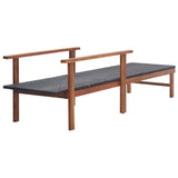 ZNTS Sun Lounger Poly Rattan and Solid Acacia Wood Black 48706