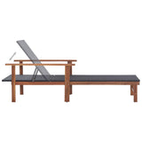 ZNTS Sun Lounger Poly Rattan and Solid Acacia Wood Black 48706