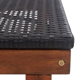 ZNTS Sun Lounger Poly Rattan and Solid Acacia Wood Black 48706