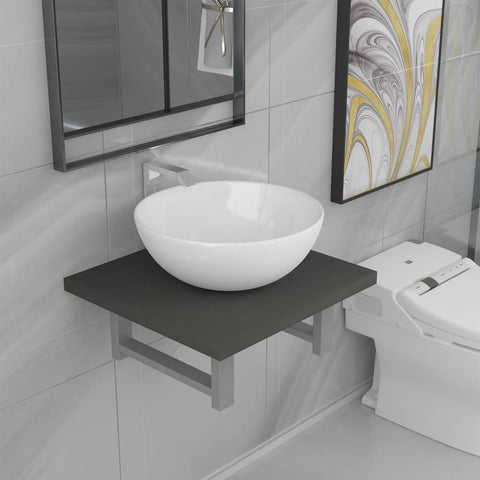 ZNTS Two Piece Bathroom Furniture Set Ceramic Grey 279316