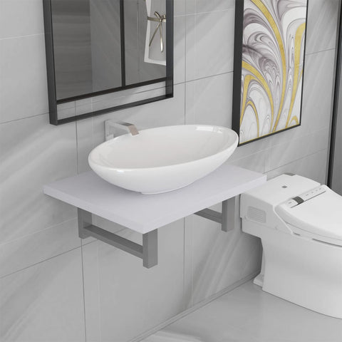 ZNTS Two Piece Bathroom Furniture Set Ceramic White 279321