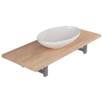 ZNTS Two Piece Bathroom Furniture Set Ceramic Oak 279345