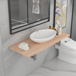 ZNTS Two Piece Bathroom Furniture Set Ceramic Oak 279345