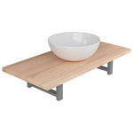 ZNTS Two Piece Bathroom Furniture Set Ceramic Oak 279346