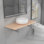 ZNTS Two Piece Bathroom Furniture Set Ceramic Oak 279348