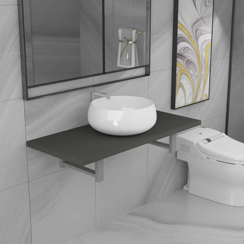 ZNTS Two Piece Bathroom Furniture Set Ceramic Grey 279353