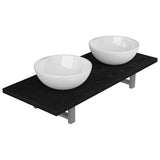 ZNTS Three Piece Bathroom Furniture Set Ceramic Black 279359