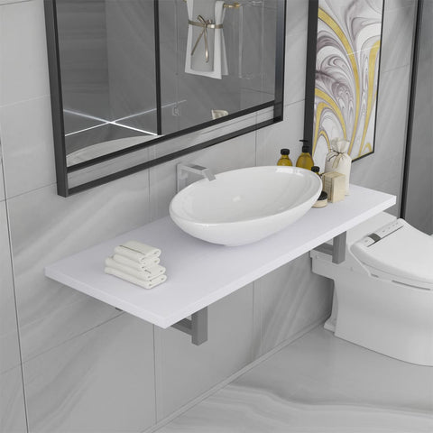 ZNTS Two Piece Bathroom Furniture Set Ceramic White 279360