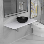 ZNTS Two Piece Bathroom Furniture Set Ceramic White 279363