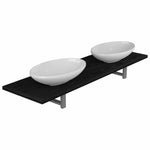 ZNTS Three Piece Bathroom Furniture Set Ceramic Black 279376