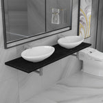 ZNTS Three Piece Bathroom Furniture Set Ceramic Black 279376