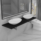 ZNTS Three Piece Bathroom Furniture Set Ceramic Black 279376