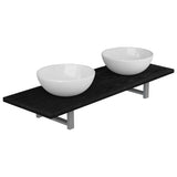 ZNTS Three Piece Bathroom Furniture Set Ceramic Black 279377