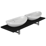 ZNTS Three Piece Bathroom Furniture Set Ceramic Black 279378