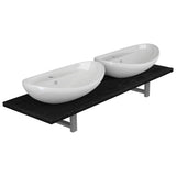 ZNTS Three Piece Bathroom Furniture Set Ceramic Black 279378