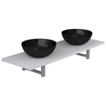 ZNTS Three Piece Bathroom Furniture Set Ceramic White 279383