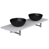 ZNTS Three Piece Bathroom Furniture Set Ceramic White 279383