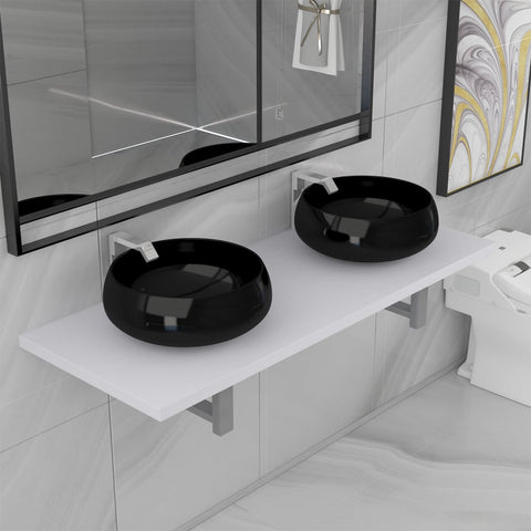 ZNTS Three Piece Bathroom Furniture Set Ceramic White 279385