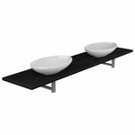ZNTS Three Piece Bathroom Furniture Set Ceramic Black 279394