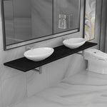 ZNTS Three Piece Bathroom Furniture Set Ceramic Black 279394
