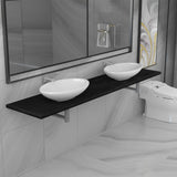ZNTS Three Piece Bathroom Furniture Set Ceramic Black 279394