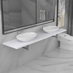 ZNTS Three Piece Bathroom Furniture Set Ceramic White 279398