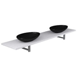 ZNTS Three Piece Bathroom Furniture Set Ceramic White 279399