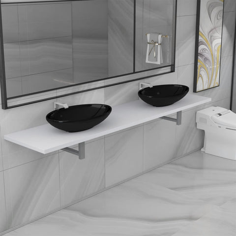 ZNTS Three Piece Bathroom Furniture Set Ceramic White 279399