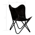 ZNTS Butterfly Chairs 4 pcs Black Kids Size Real Leather 279528