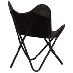 ZNTS Butterfly Chairs 4 pcs Black Kids Size Real Leather 279528