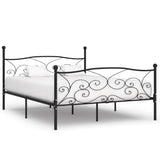 ZNTS Bed Frame without Mattress with Slatted Base Black Metal 200x200 cm 284460