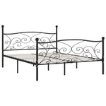 ZNTS Bed Frame without Mattress with Slatted Base Black Metal 200x200 cm 284460