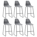 ZNTS Bar Chairs 6 pcs Grey Plastic 279655