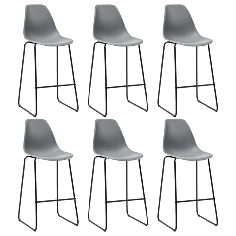 ZNTS Bar Chairs 6 pcs Grey Plastic 279655
