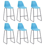 ZNTS Bar Chairs 6 pcs Blue Plastic 279657