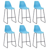 ZNTS Bar Chairs 6 pcs Blue Plastic 279657