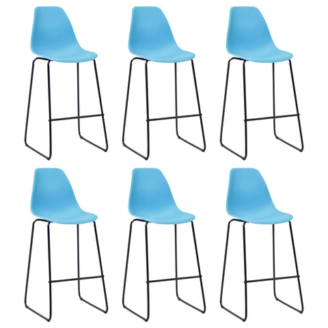 ZNTS Bar Chairs 6 pcs Blue Plastic 279657
